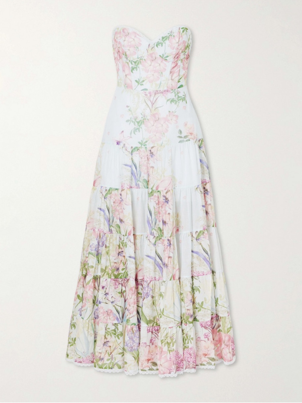 Charo Ruiz Danny Belted floral print cotton blend voile midi dress